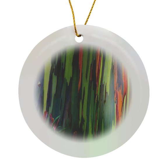 3drose, Usa, Hawaii, Maui, Colorful Rainbow Eucalyptus Tree Bark, Circle Porcelain Ornament