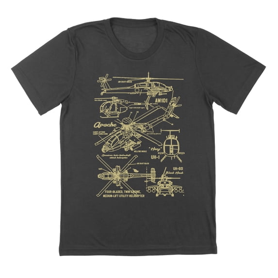 Usa Helicopters Americana Graphic Charcoal Mens T-Shirt