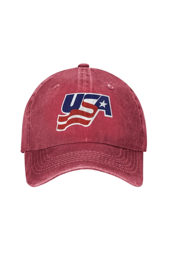 Usa Hockey Adult Adjustable Classic Washed Casquette Cap Hat Baseball Cap For Man For Woman