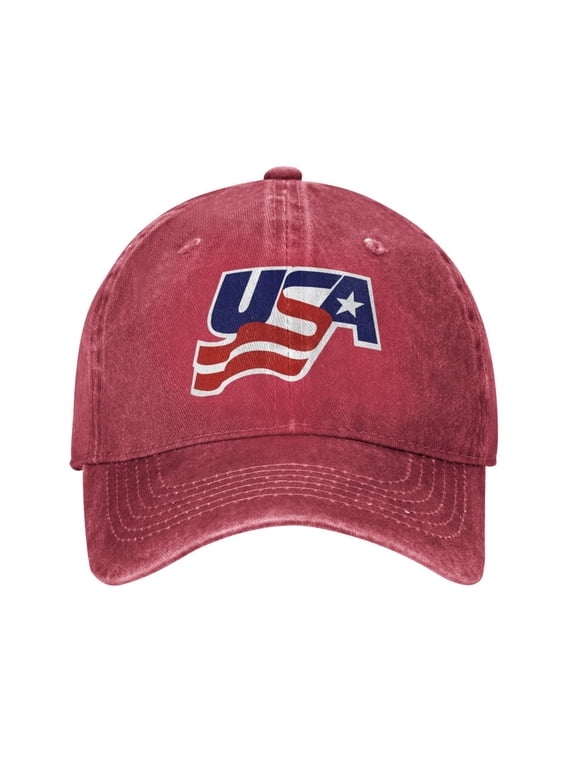 Usa Hockey Adult Adjustable Classic Washed Casquette Cap Hat Baseball Cap For Man For Woman