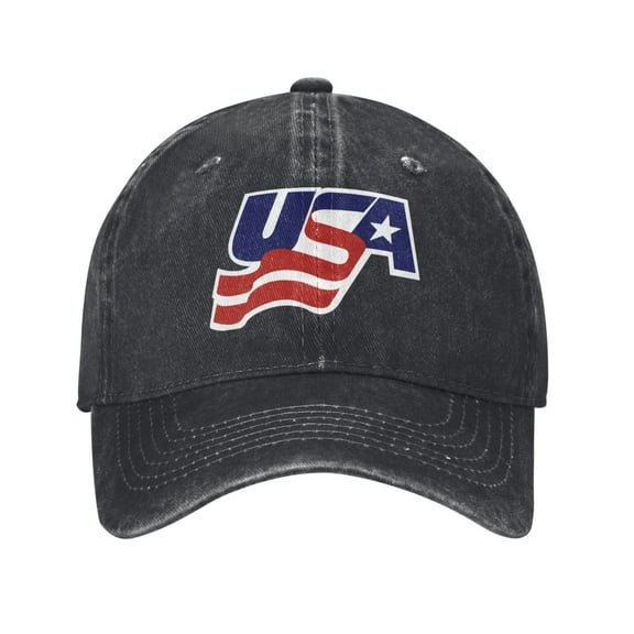 Usa Hockey Unisex Denim Baseball Cap Adjustable Vintage Trucker Hat Washed Casquette Denim Cap Hat
