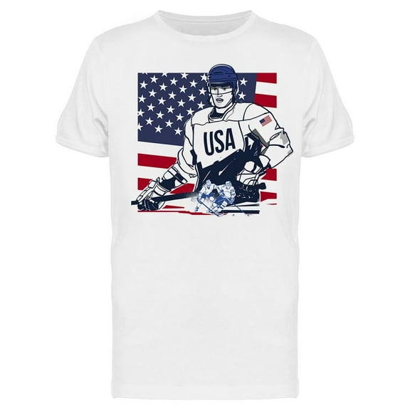 Usa Hokey Player T-Shirt Men -Image by Shutterstock, Male Small