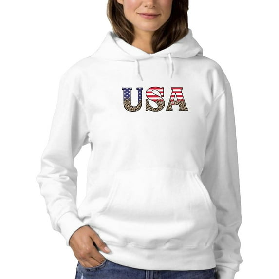 Usa Leopard Print Hoodie Women -Image by Shutterstock, Female Medium