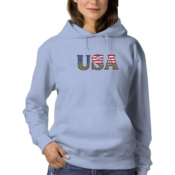 Usa Leopard Print Hoodie Women -Image by Shutterstock, Female Medium