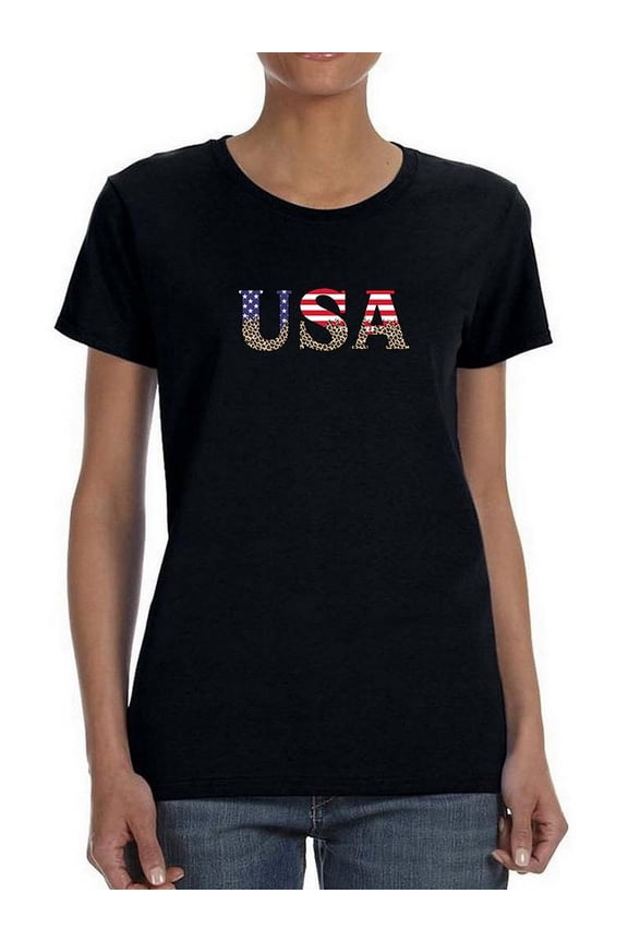 Usa Leopard Print T-Shirt Women -Image by Shutterstock, Female Small