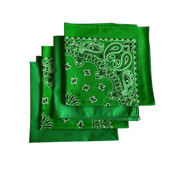 Usa Made Paisley Solid Green Bandanas 4 Pk 22 100 Cotton-,