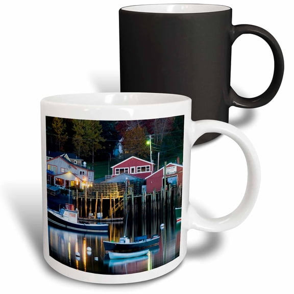 3drose, Usa, Maine, Mount Desert. Bernard Harbor Reflections at Twilight, 11oz Magic Transforming Mug