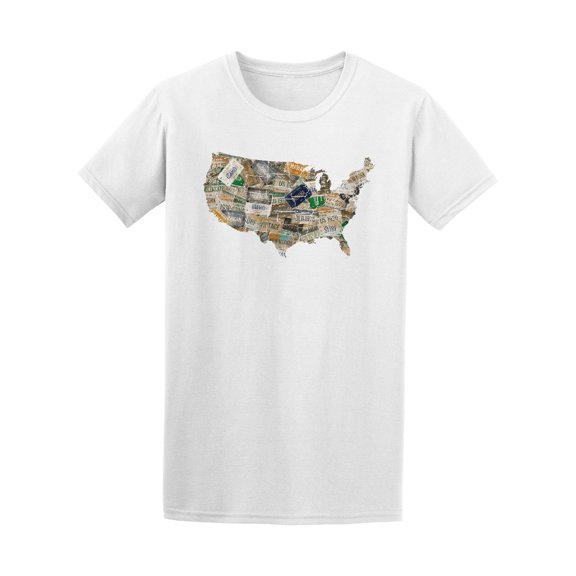 Usa Map Old Car Plate Collage Tee Men's -Image by Shutterstock