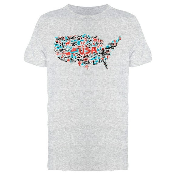 Usa Map T-Shirt Men -Image by Shutterstock, Male Small