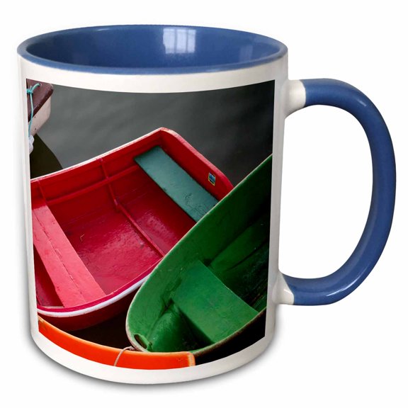 3drose, Usa, Massachusetts, Cape Ann, Rockport, Rockport Harbor, Rowboats, 11oz Two-tone Blue Mug