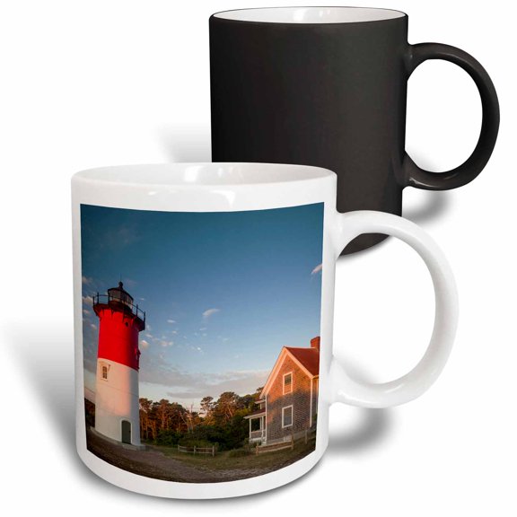 3drose, Usa, Massachusetts, Cape Cod, Eastham, Nauset Lighthouse at Dawn., 11oz Magic Transforming Mug