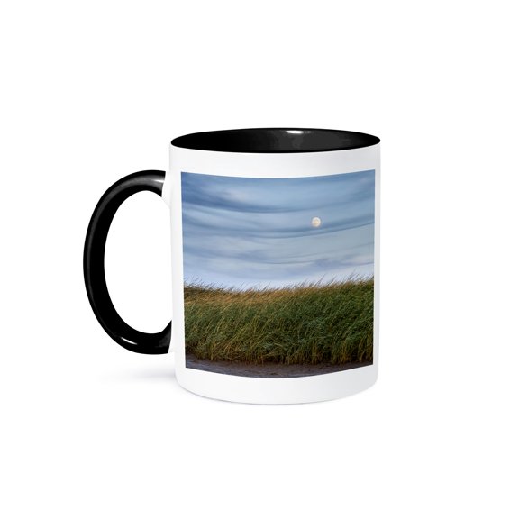 3drose, Usa, Massachusetts, Cape Cod, Full Moon Rising, First Encounter Beach., 11oz Two-tone Black Mug