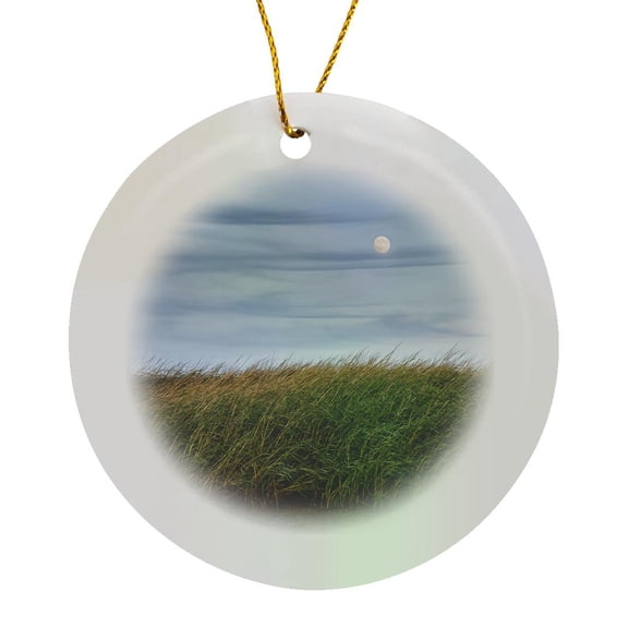 3drose, Usa, Massachusetts, Cape Cod, Full Moon Rising, First Encounter Beach., Circle Porcelain Ornament