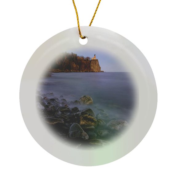3drose, Usa, Minnesota, Split Rock Lighthouse, Lake Superior - Us24 Dsv0015 - David Svilar, Circle Porcelain Ornament