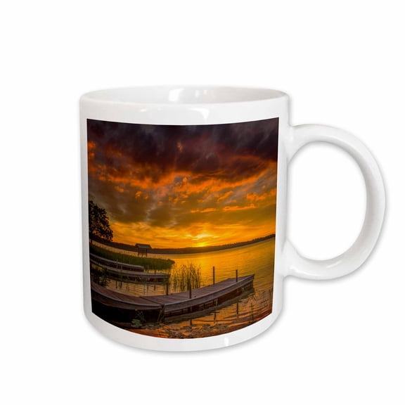 3drose, Usa, Minnesota, Walker, Orange Sunrise Over Leech Lake., 11oz Mug