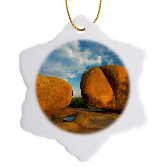 3drose, Usa, Missouri, Elephant Rocks State Park, 3 inch Snowflake Porcelain Ornament