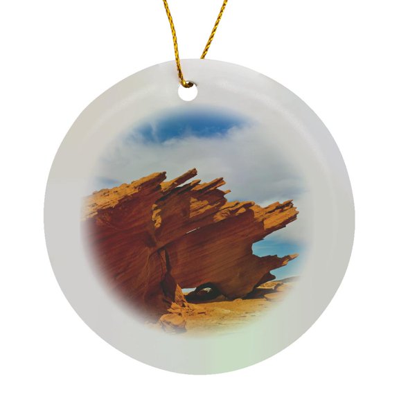 3drose, Usa, Nevada. Mesquite. Gold Butte National Monument, the Wolf, Circle Porcelain Ornament