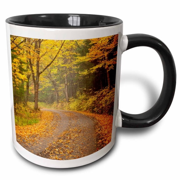 3drose, Usa, New Hampshire, White Mountains, Fall Color on Jefferson Notch Rd., 11oz Two-tone Black Mug