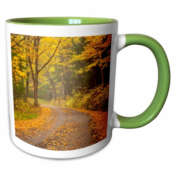 3drose, Usa, New Hampshire, White Mountains, Fall Color on Jefferson Notch Rd., 11oz Two-tone Green Mug