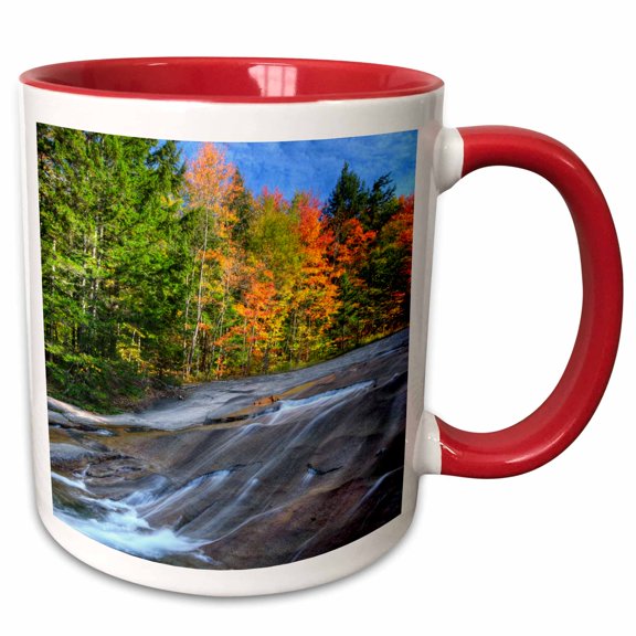3drose, Usa, New Hampshire, White Mountains. Flowing Stream and Forest, Fall., 11oz Two-tone Red Mug