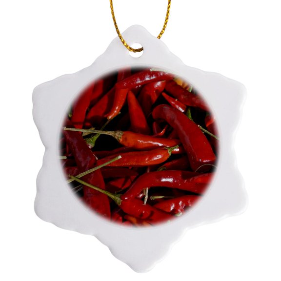 3drose, Usa, New Mexico, Hatch Chili Market - Us32 Pha0009 - Peter Hawkins, 3 inch Snowflake Porcelain Ornament