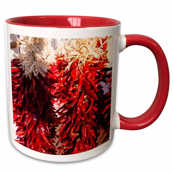 3drose, Usa, New Mexico, Sant Fe, Red Chili Peppers on String. Santa Fe, 11oz Two-tone Red Mug