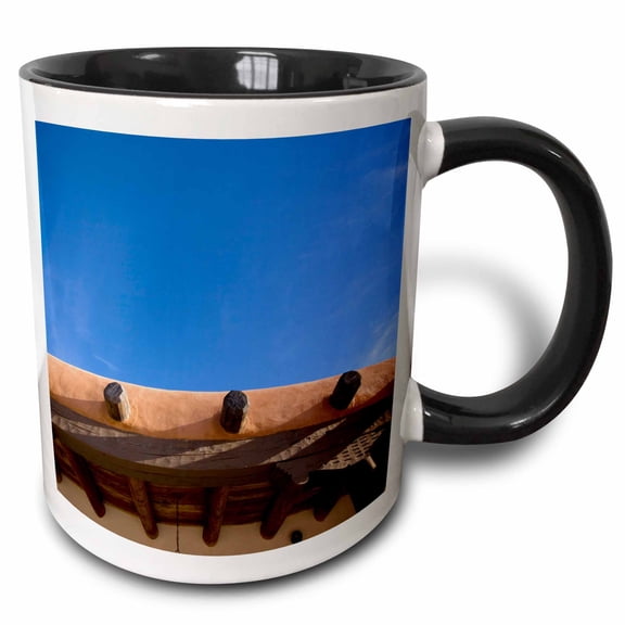 3drose, Usa, New Mexico, Santa Fe, Adobe Buiding (rf) - Us32 Rca0005 - Rob Casey, 11oz Two-tone Black Mug