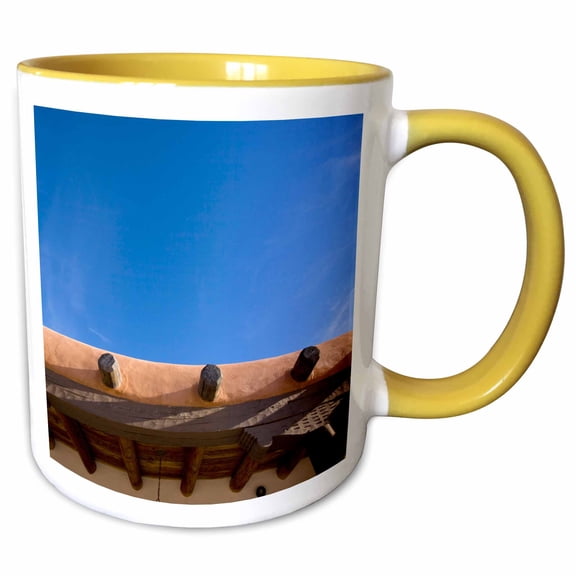 3drose, Usa, New Mexico, Santa Fe, Adobe Buiding (rf) - Us32 Rca0005 - Rob Casey, 11oz Two-tone Yellow Mug