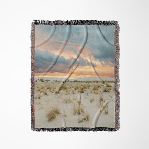 Usa, New Mexico, White Sands Monument. Clouds Over Sand Dunes., Woven Blanket