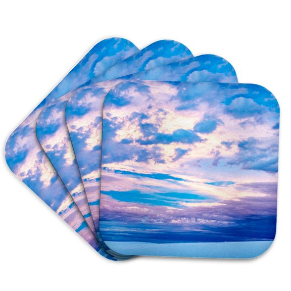 3drose, Usa, New Mexico, White Sands Monument. Sunset Cloud Patterns., Set of 4 Coasters - Soft