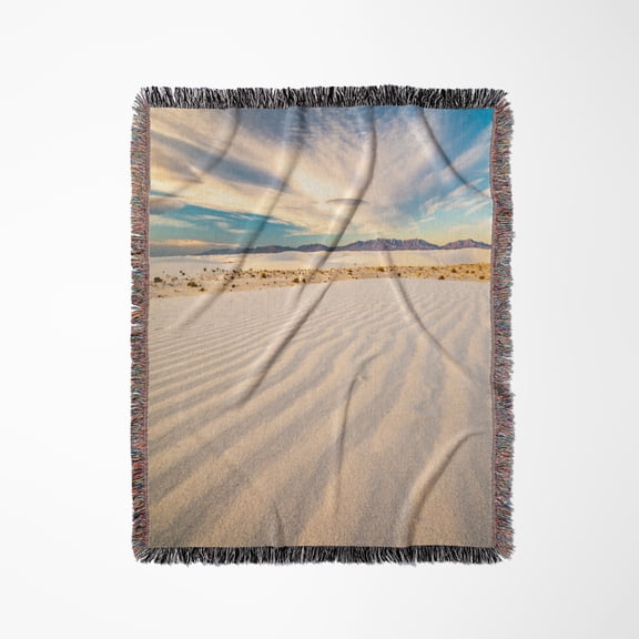 Usa, New Mexico, White Sands National Monument. Dunes And Clouds., Woven Blanket