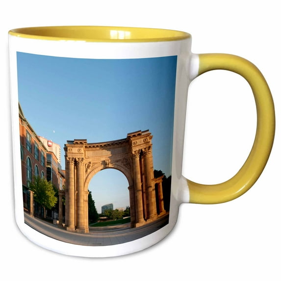 3drose, Usa, Ohio, Columbus, Union Station Arch - Us36 Twe0016 - E. O. Reed, 15oz Two-tone Yellow Mug