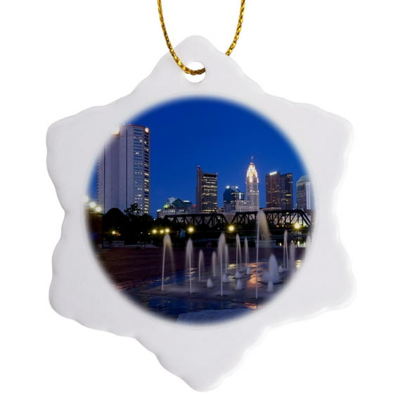 3drose, Usa, Ohio, Columbus - Us36 Twe0008 - E. O. Reed, 3 inch Snowflake Porcelain Ornament