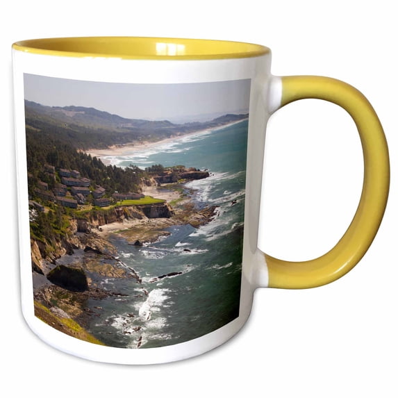 3drose, Usa Oregon, Cape Foulweather, Coastline - Us38 Jwi0560 - Jamie and Judy Wild, 11oz Two-tone Yellow Mug