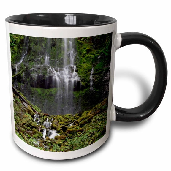 3drose, Usa, Oregon, Cascade Range. Proxy Falls Scenic., 11oz Two-tone Black Mug