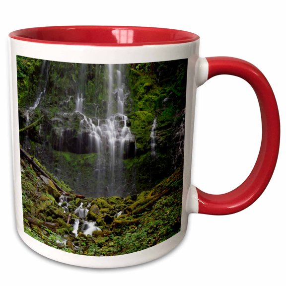 3drose, Usa, Oregon, Cascade Range. Proxy Falls Scenic., 11oz Two-tone Red Mug