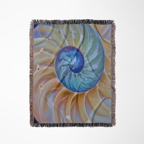 Usa, Oregon. Close-Up Of Chambered Nautilus Cut In Half., Woven Blanket