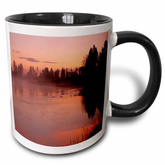 3drose, Usa, Oregon, Deschutes National Forest. Fog Above the Deschutes River, 11oz Two-tone Black Mug