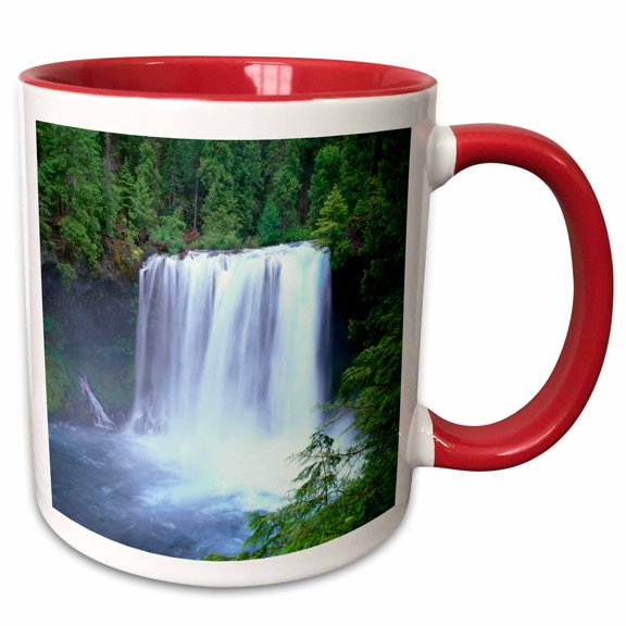 3drose, Usa, Oregon. Willamette Nf, Mckenzie River Plummets over Koosah Falls, 11oz Two-tone Red Mug