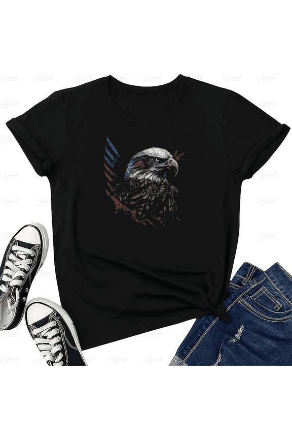 Usa Patriotic Eagle Wildlife Bird Of Prey Graphic Design Unisex T-Shirt V17853, up to Size 5XL