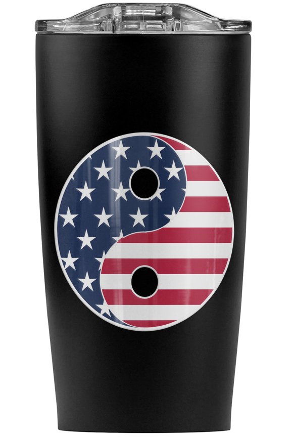 Usa Patriotic Yin And Yang America Flag Stainless Steel 20 oz Travel Tumbler, Vacuum Insulated & Double Wall with Leakproof Sliding Lid | Great for Coffee/Hot Drinks and Cold Beverages