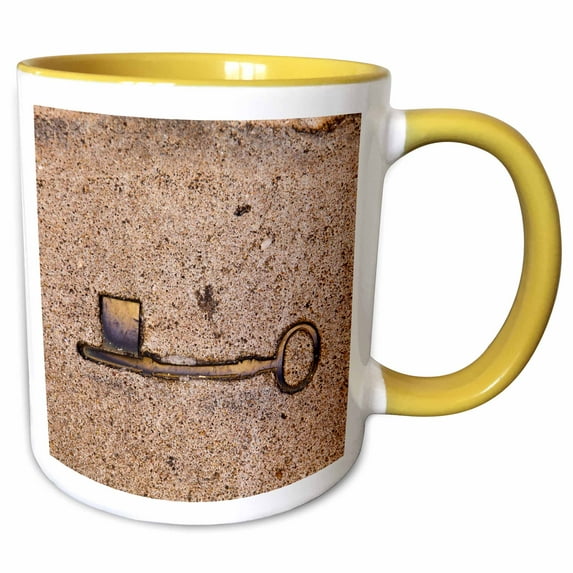 3drose, Usa, Savannah, Key in Cement in Sidewalk., 15oz Two-tone Yellow Mug