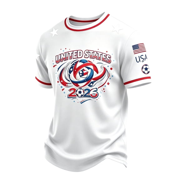 Usa Soccer Jerseys for Men Casual Short Sleeve Crew Neck Soccer Shirts Fashion Breathable Fan Football Tee Sky Blue S