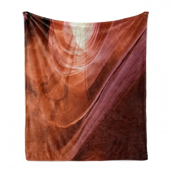 Usa Soft Flannel Fleece Throw Blanket, Nature Theme Inside of the Antelope Canyon in Arizona Digital Art Image, Cozy Plush for Indoor and Outdoor Use, 50" x 60", Orange Red and Yellow, by Ambesonne