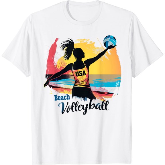 Usa Summer Beach Volleyball Colorful Sports Graphic T-Shirt Unisex S-5XL Hot Trending Shirt, Vintage Birthday Gift
