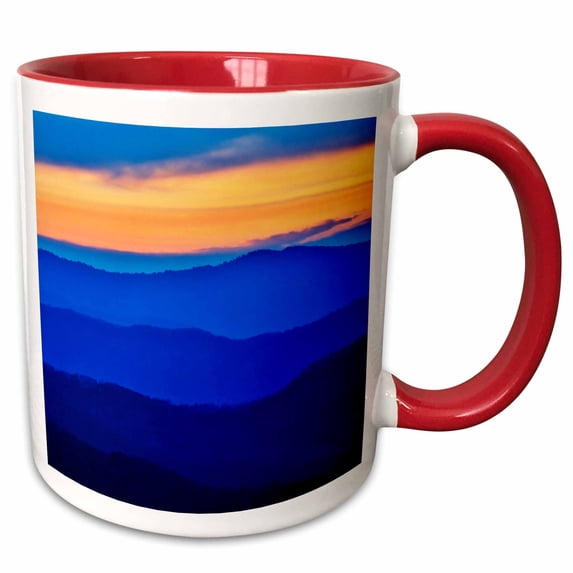 3drose, Usa, Tennessee. Great Smoky Mountains National Park. Mountain Layers., 15oz Two-tone Red Mug