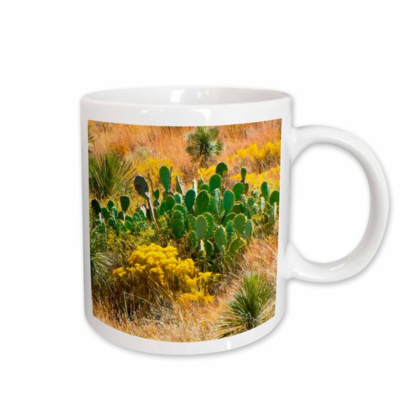 3drose, Usa. Texas, Guadalupe Mountain Np, Prickly Pear Cactus., 11oz Mug