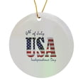 thumbnail image 1 of 3drose, Usa Text, the American Flag. 4th of July, Independence Day Text, Circle Porcelain Ornament, 1 of 7