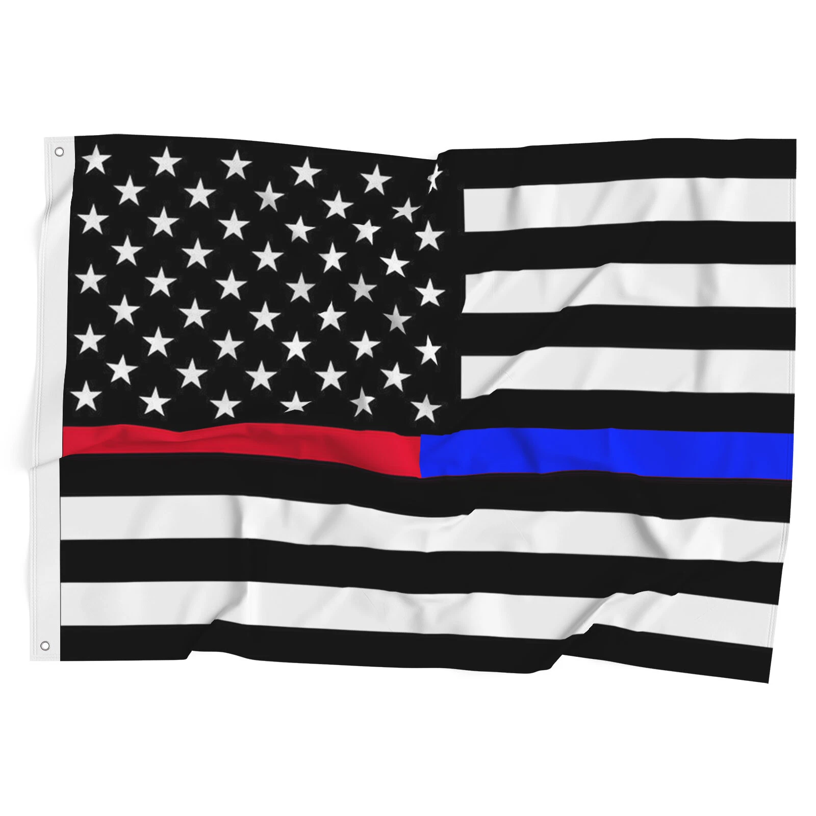 Usa Thin Blue Line And Thin Red Line Dual American Flag - 3X5' With Grommets