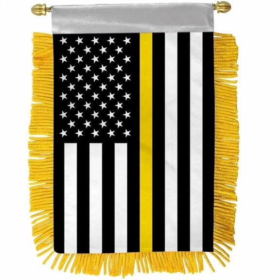 Usa Thin Yellow Line Security Personnel 4"X6" Mini Window Banner Flag